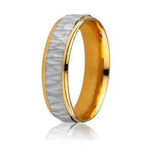 Gravure 14k Two Tone Gold 6mm Comfort Fit Engraved Wedding Band