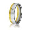 Gravure 14k Two Tone Gold 6mm Comfort Fit Engraved 0.05ct Diamond Wedding Band