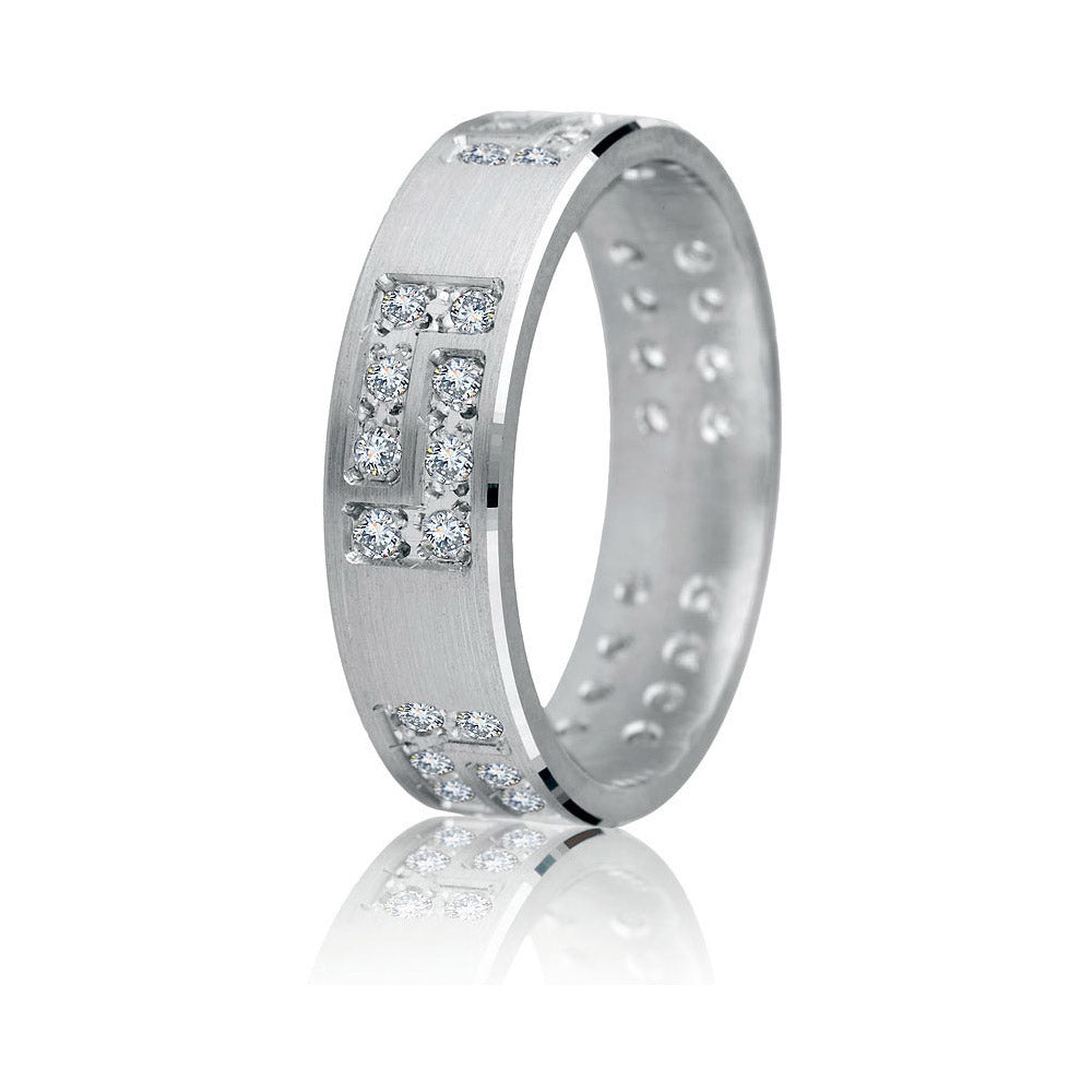 Gravure 14k White Gold 6mm Comfort Fit Satin Finish 0.50ct Diamond Wedding Band