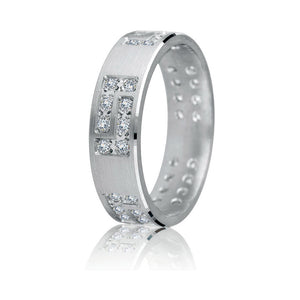 Gravure 14k White Gold 6mm Comfort Fit Satin Finish 0.50ct Diamond Wedding Band