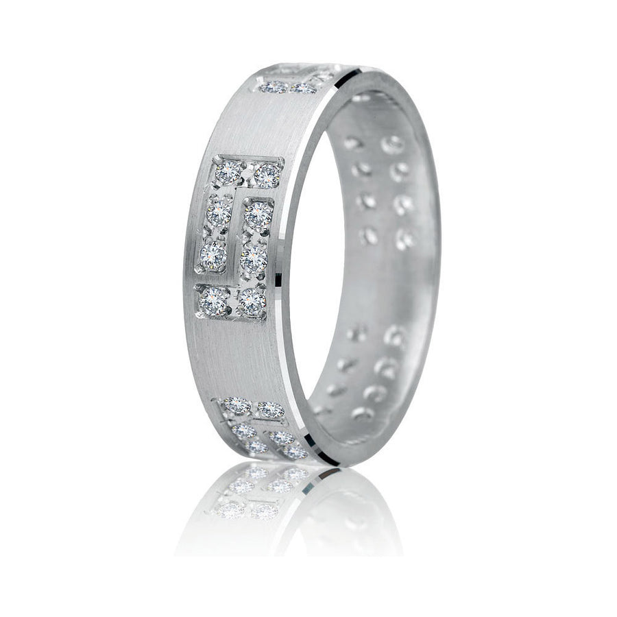 Gravure 14k White Gold 6mm Comfort Fit Satin Finish 0.50ct Diamond Wedding Band