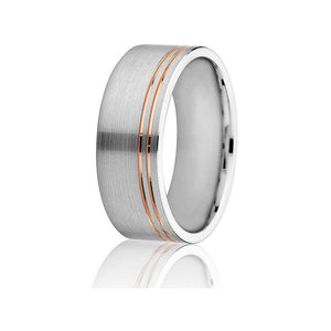 Gravure 14k Two Tone Gold 8mm Comfort Fit Carved Wedding Band