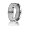 Gravure 14k White Gold 8mm Comfort Fit Satin 0.05ct Diamond Wedding Band