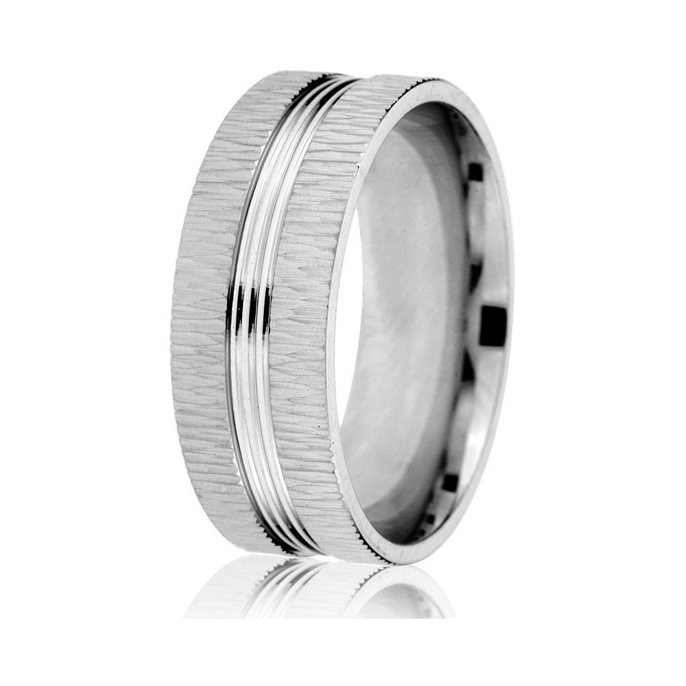 Gravure 14k White Gold 6mm Comfort Fit Engraved Wedding Band