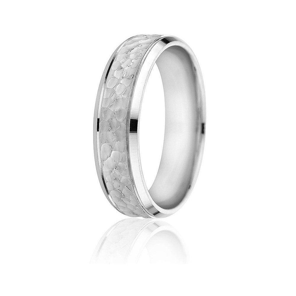 Gravure 14k White Gold 6mm Comfort Fit Engraved Wedding Band