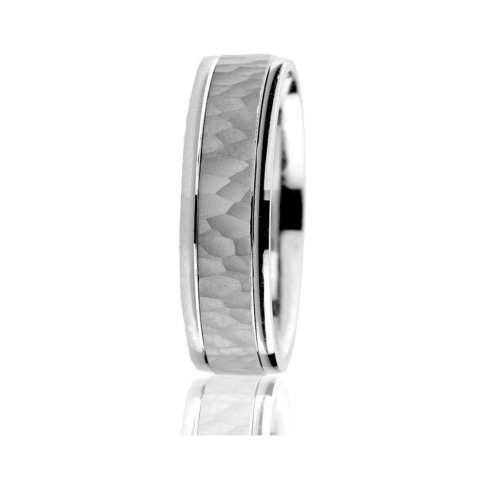 Gravure 14k White Gold 6mm Comfort Fit Engraved Wedding Band