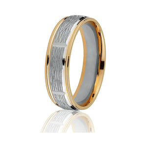 Gravure 14k Two Tone Gold 6mm Comfort Fit Engraved Wedding Band