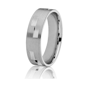 Gravure 14k White Gold 6mm Brushed and Shiny Wedding Band