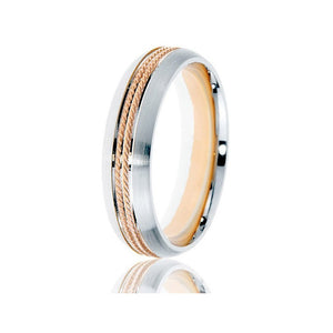 Gravure 14k Two Tone Gold 6mm Comfort Fit Rope Center Wedding Band