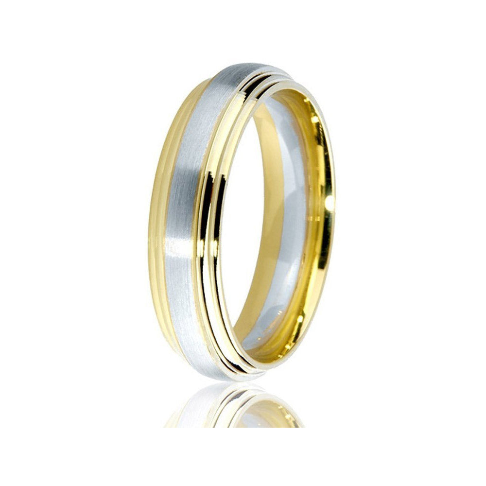 Gravure 14k Two Tone Gold 6mm Comfort Fit Carved Wedding Band