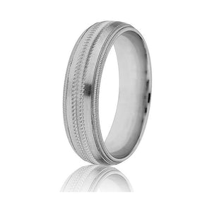 Gravure 14k White Gold 6mm Carved Wedding Band