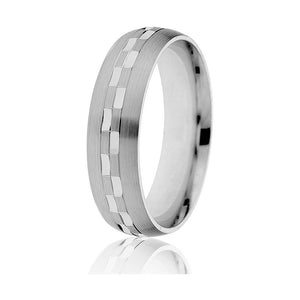 Gravure 14k White Gold 6mm Satin and Shiny Wedding Band